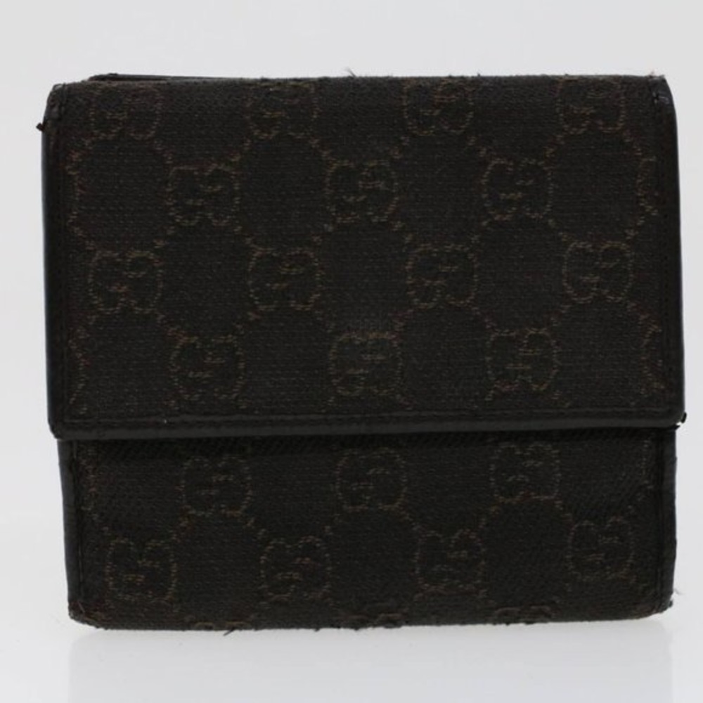Authentic GUCCI Signature Black Canvas Wallet with Coin Pouch EUC (GGXX026)